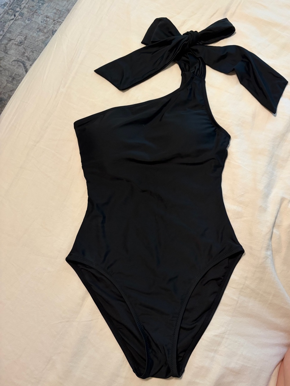 J. Crew Black One-Shoulder Tie Swimsuit